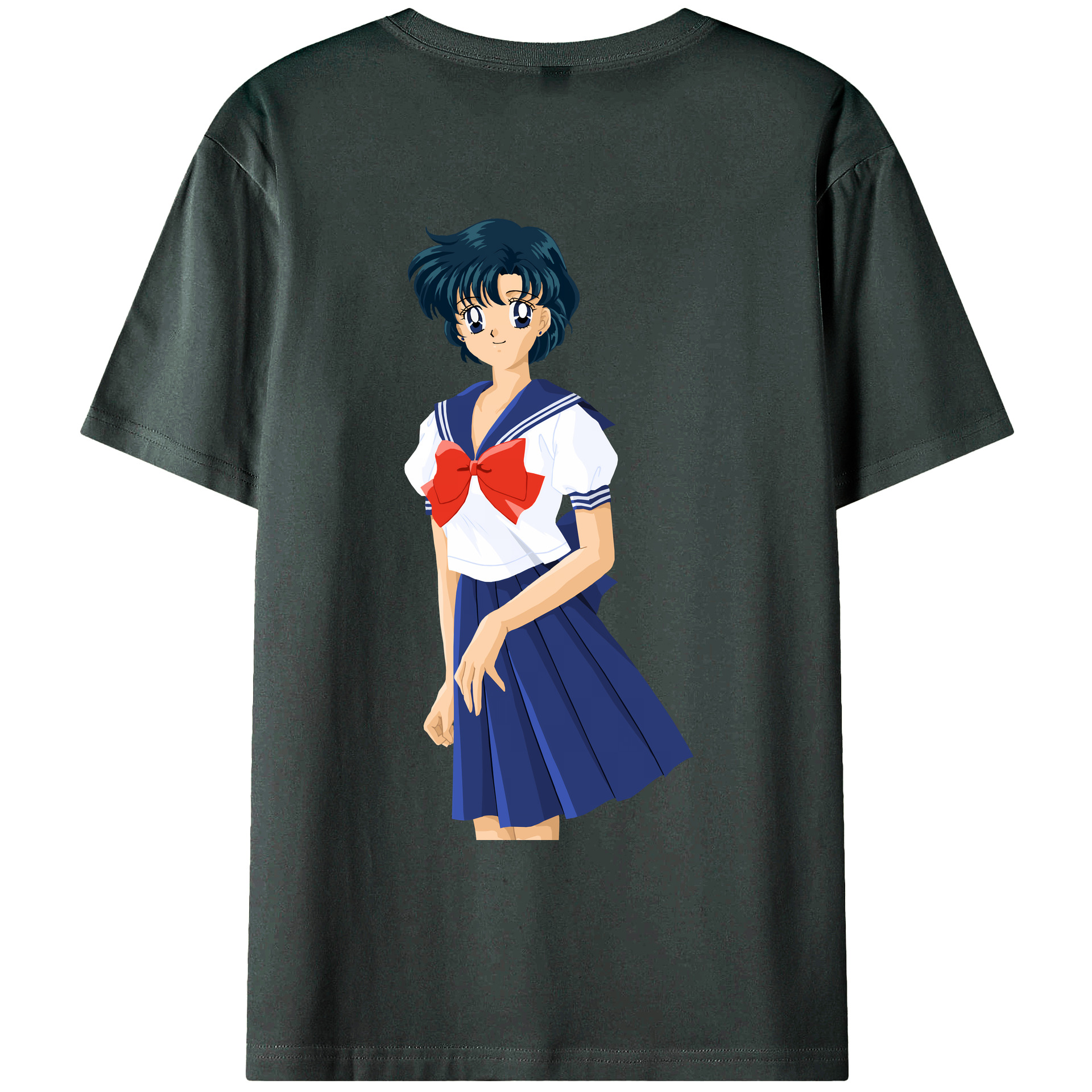 （画像用） 美少女戦士セーラームーン 水野 亜美 みずの あみ Sailor Moon Mizuno Ami 綿100％ メンズ半袖Tシャツ（バックプリント） 通気性